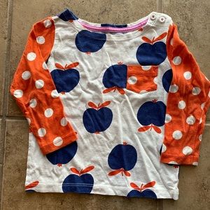 Mini Boden 1.5-2 Apple & Polka Dot Pocket Tee